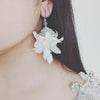 Large embroidered bridal earring with floral accents