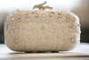 embriodered bridal clutch in ivory
