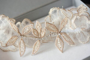 Gold leaf wedding garter