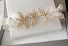 Bridal garter set - Gold leaf bead edging
