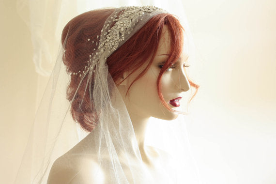 MillieIcaro Vintage Inspired Cathedral Length Bridal Veil