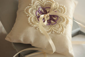 Ring bearer pillow - Nu ivory purple