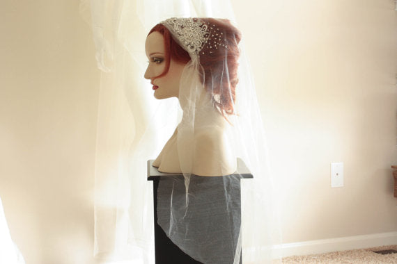 MillieIcaro Vintage Inspired Cathedral Length Bridal Veil