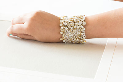 Bridal bracelet in gold and ivory - Style BA05