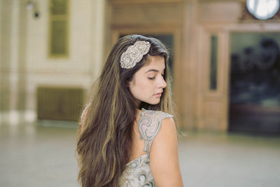 Bridal hair comb in silver and antique silver - Style H27