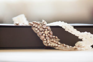 Rose gold bridal garter set