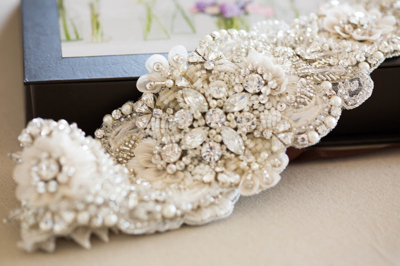 Beaded bridal sash | Bridal Sash | Wide Bridal Sash