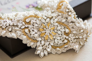 gold and ivory bridal sash