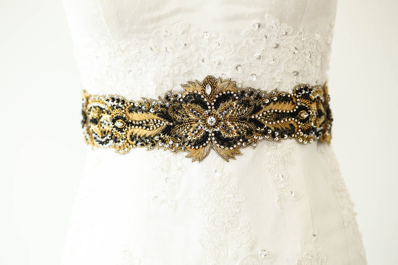 Gold dress sash online