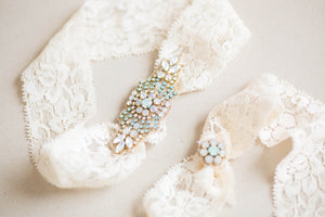 Beaded bridal garters