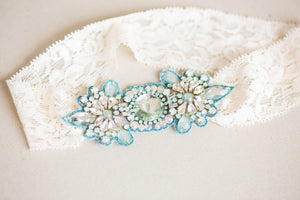 Blue bridal garters
