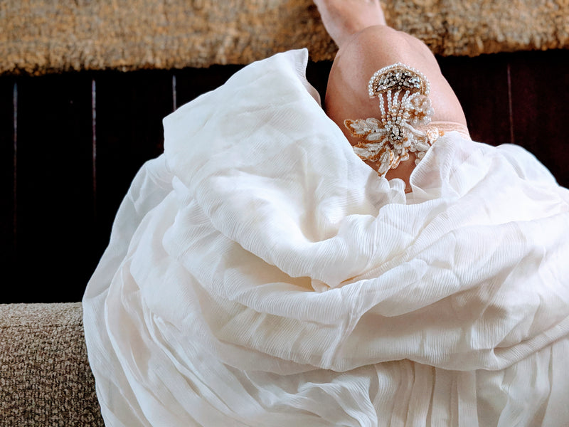 blush wedding garter lace