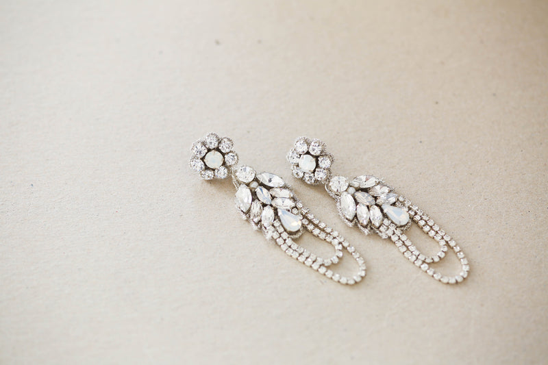 Crystal drop earrings sales bridal