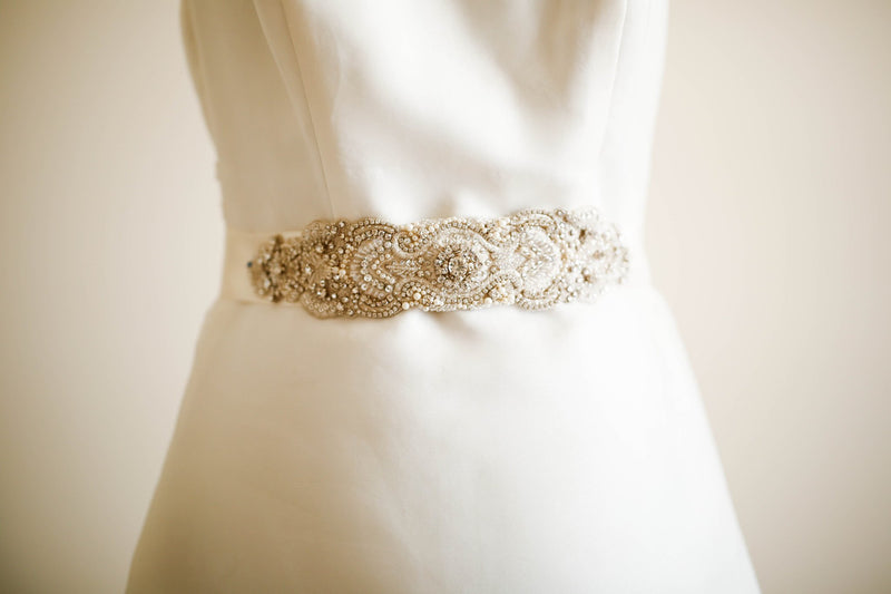 Rhinestone Good and Pearl Trim, Wedding Dress Strap, Beaded Bridal