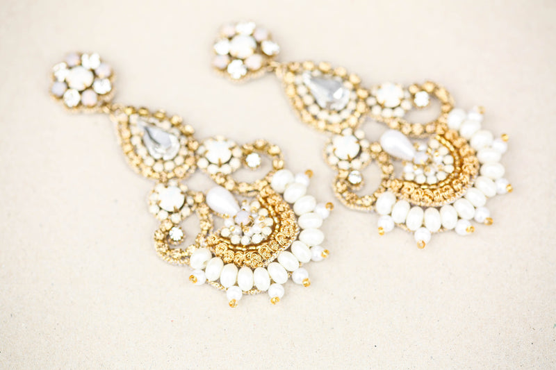 Wedding Dangle Earrings Gold