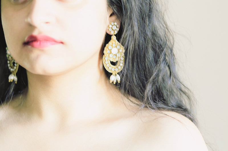22K Gold Plated Long Designer Jhumka Earrings Indian 3'' Long Dangler  Fashion /f | eBay