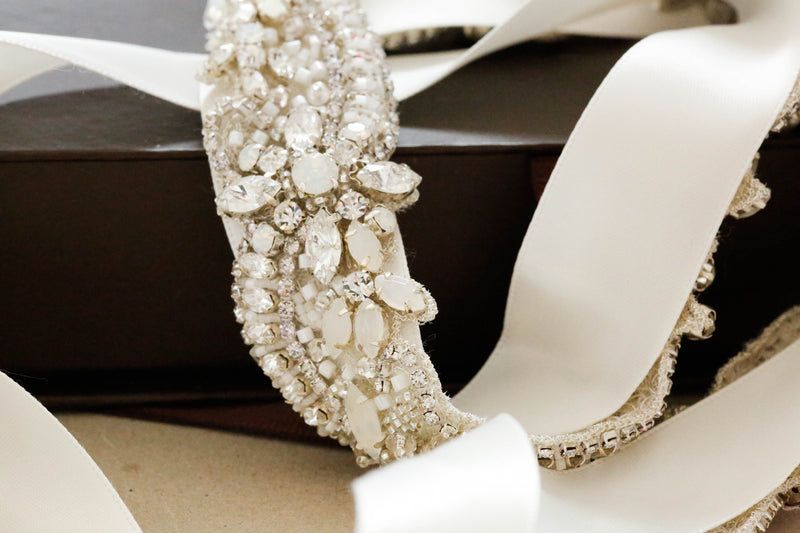 Bridal Belt and Sashes in Opal - Style S36