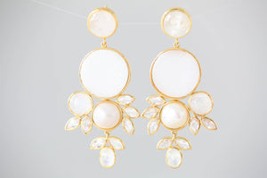 Druzy and moonstone bridal earrings