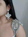 Large teardrop bridal earrings