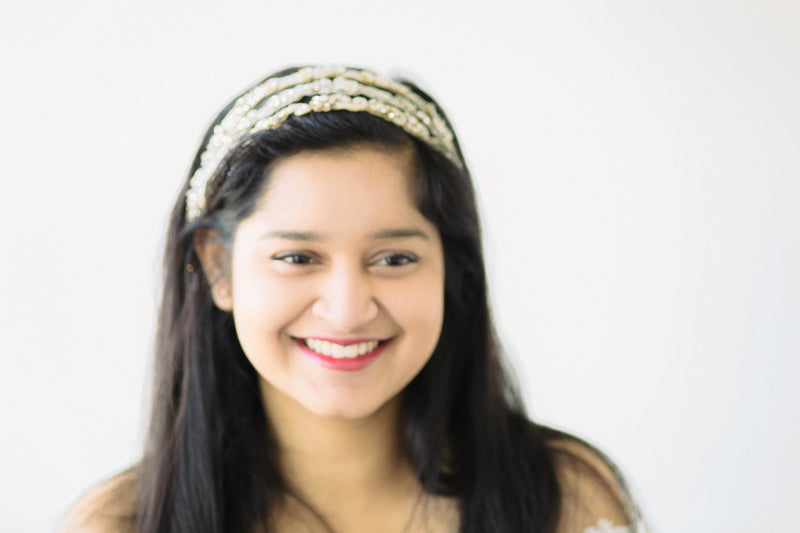 Gold and Silver 3 strand head band for wedding Style R109