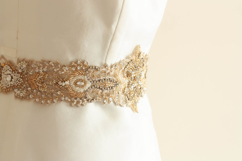 ivory sashes for dresses Monique Lhuillier Sterling Embellished Bridal Sash