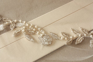 Wedding Veil - Fall Leaves in Ivory ( 1 qty ready to ship in Ankle length)