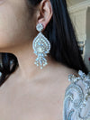 large bridal earrings with swarovski and pearls