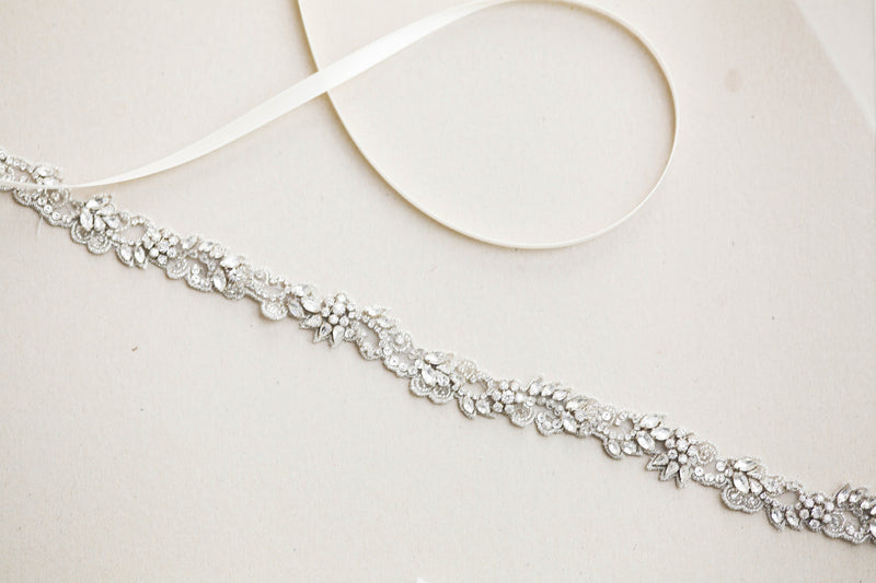 narrow bridal belts and sashes