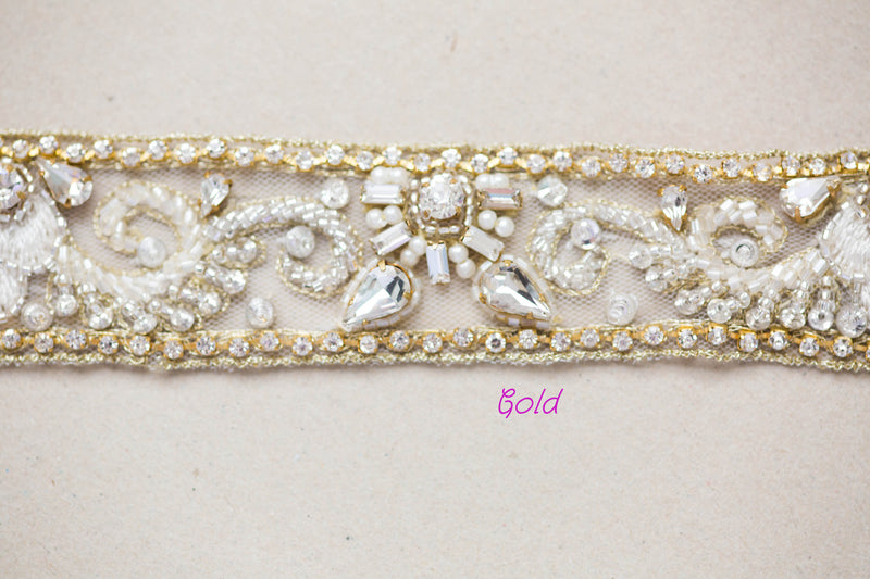 Narrow Gold Bridal sash - Ginger
