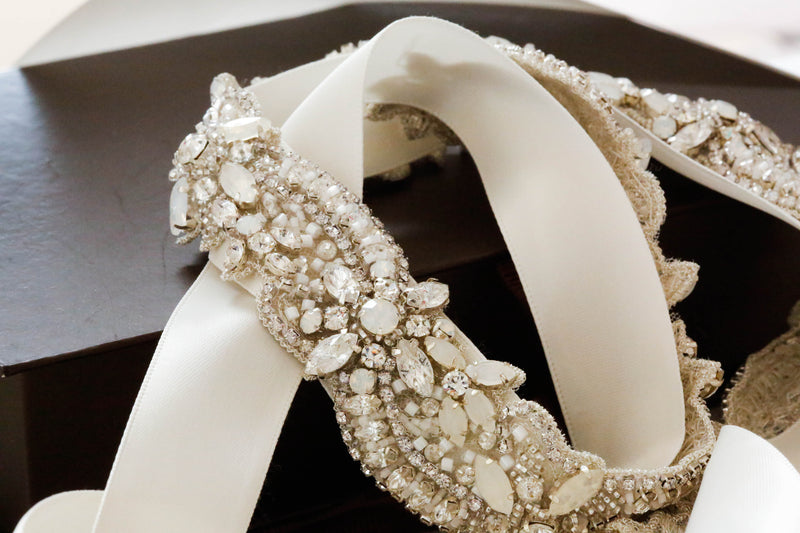 Bridal Belt and Sashes in Opal - Style S36