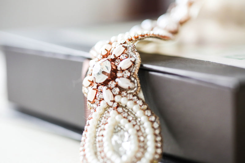 rosegold and ivory bridal sash