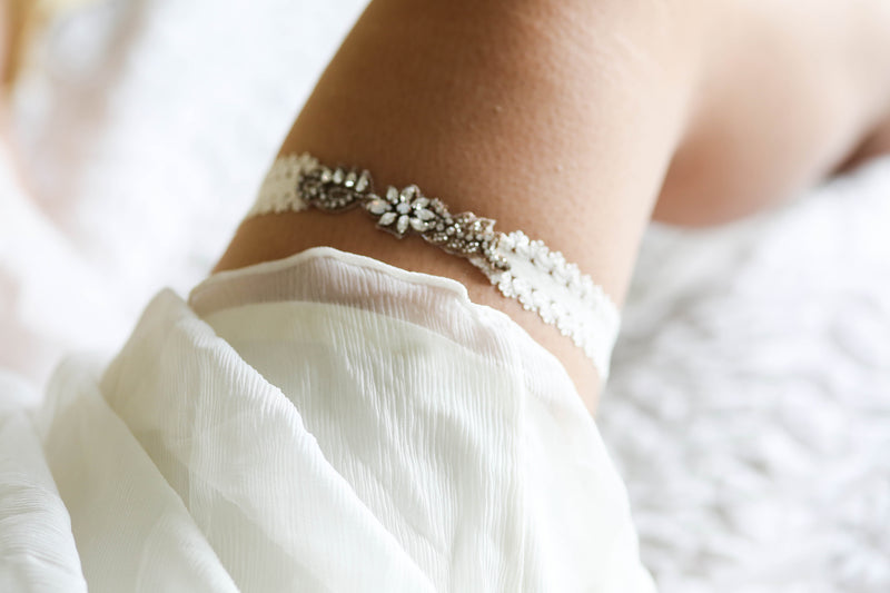 bridal garter with rose gold and lace