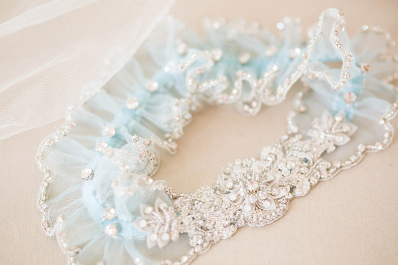 Something Blue Wedding Garter Set - Style R94