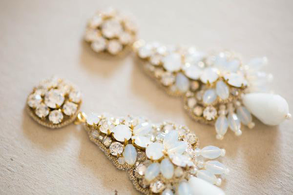 Wedding Earrings Gold Opal by Millieicaro Style E03