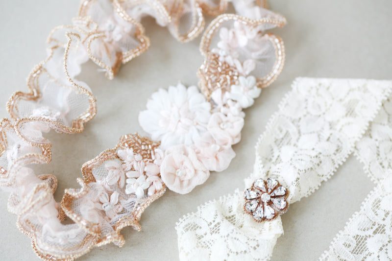 Wedding Garter Set Rosegold - Style R122