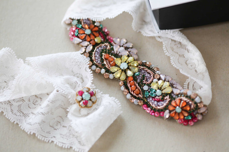 Wedding Garter Set to Match Flower Bouquet Colors