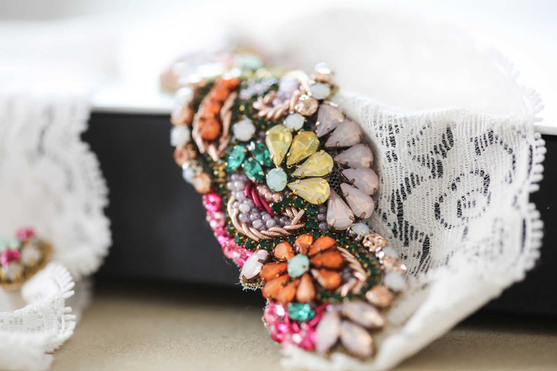 bridal garter set multi colored