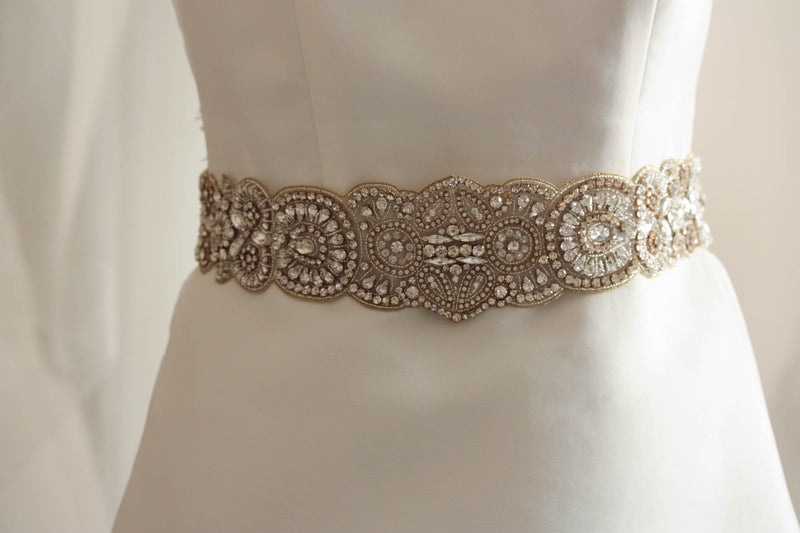 gold bridal dress sash