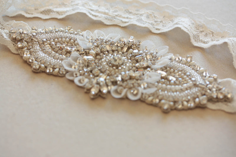beaded bridal garter set - keela
