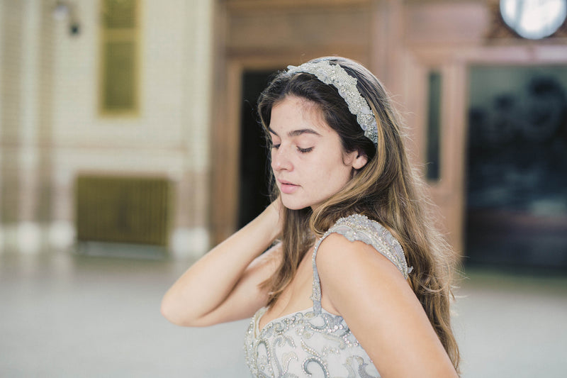 beaded bridal headband - Style isla