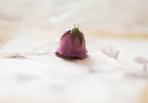 Gifts for her - Purple rose bud necklace