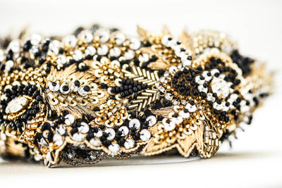 Black Bridal Sash | Black and Gold Bridal Sash Belt | Style R112