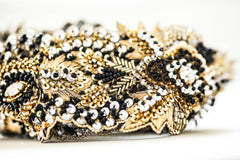 Black and Gold Bridal Sash Belt Style R112