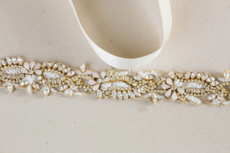 Rhinestone Good and Pearl Trim, Wedding Dress Strap, Beaded Bridal