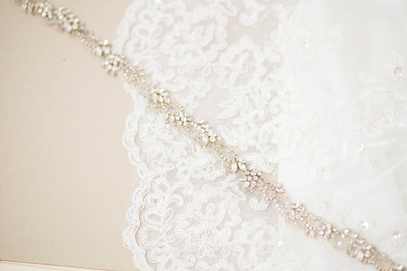 Clear Rhinestone Crystal Lace Trim for Bridal Accessories Wedding