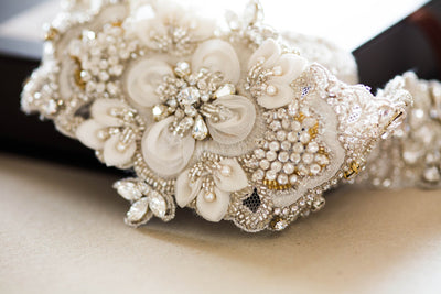 Champagne Bridal Sash - Style R50 ( Ready to Ship)