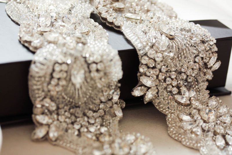 Bridal belts for Lace Dress | Swarovski Bridal Belt Silver color as pictured with 28 to 29 inches of beading / Silver Bridal belts for Lace Dress | Swarovski Bridal Belt Silver color as pictured with 28 to 29 inches of beading / Silver