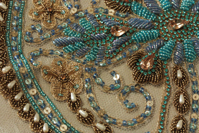 Couture Bridal veil - Art deco blue