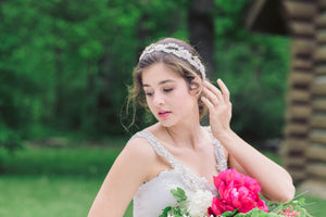 Bridal hair vine in ivory and gold