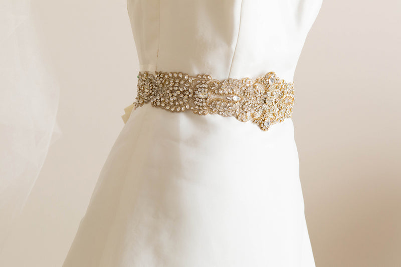 Shop Gold Bridal Belts in UK | Millieicaro | Style R11 18 inches of beading - / Gold Shop Gold Bridal Belts in UK | Millieicaro | Style R11 18 inches of beading - / Gold